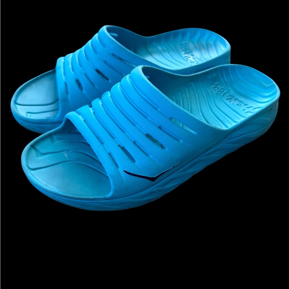 Hoka One One Ora Recovery Slides Mens Size 12 Turquoise Slip On Comfort Sandals - Picture 3 of 5